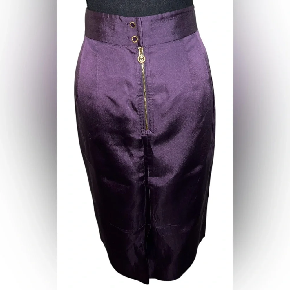 Tory Burch Purple Satin A-Line Skirt